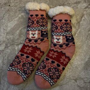 Women's Pink Super Fuzzy Winter Socks